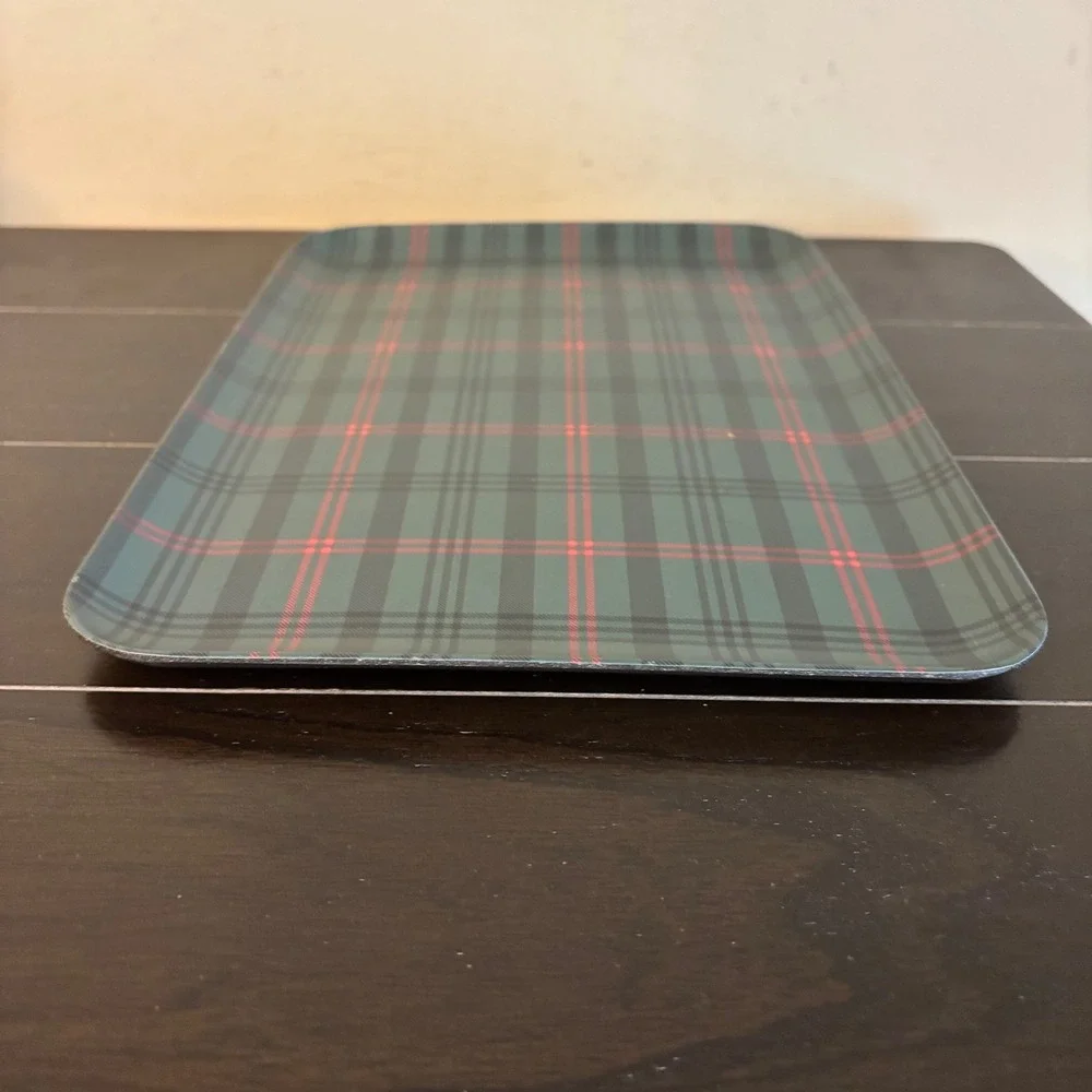 Hearth & Hand Magnolia | Green Red Plaid Bamboo Melamine Serving Tray | 13x9.5